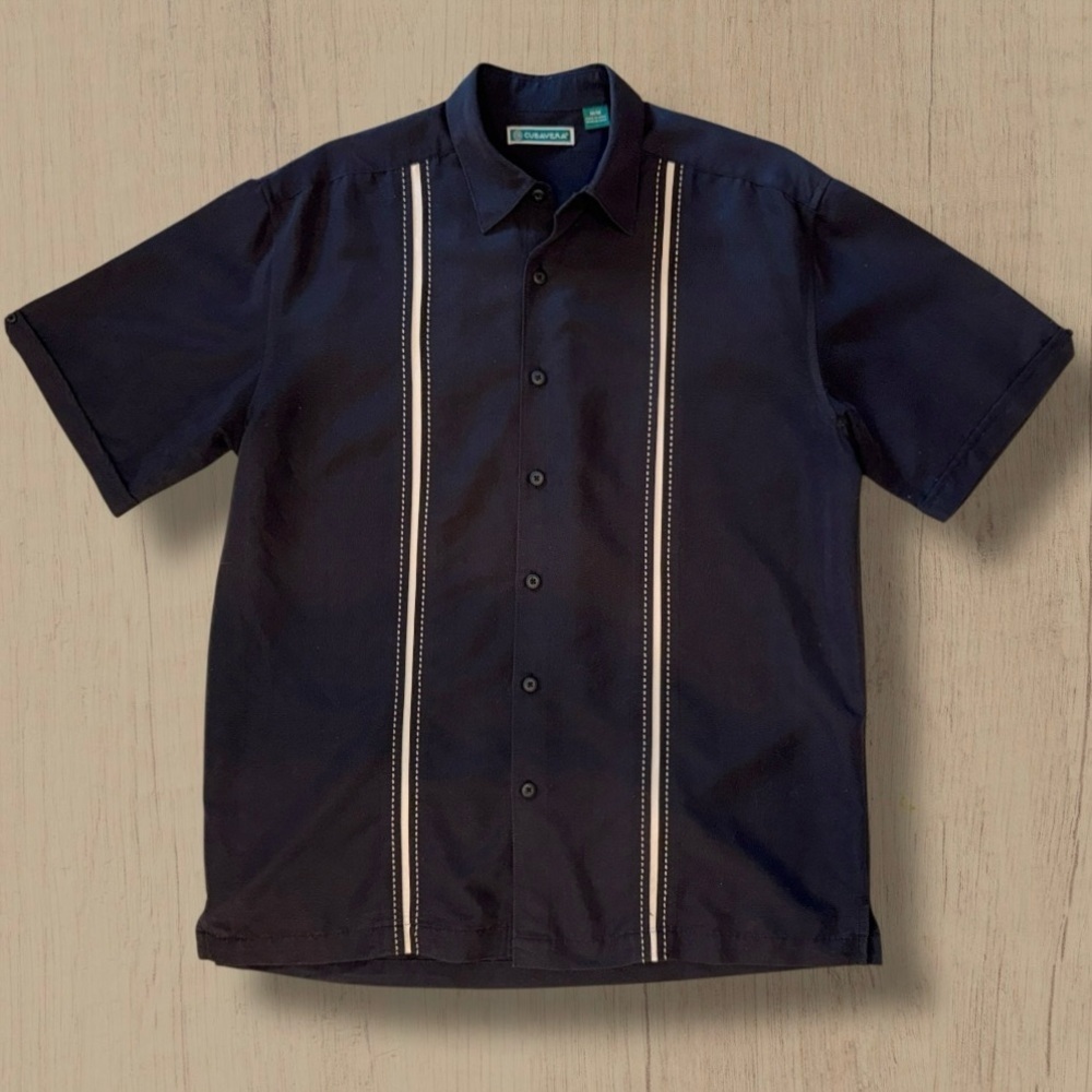 Cubavera Men’s Black Short Sleeve Button-Up Shirt Size M –Casual Guayabera Style - Picture 5 of 9